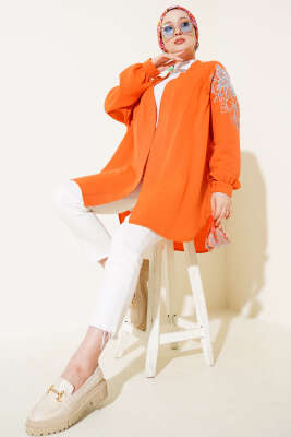 Nakışlı Pullu Kimono Oranj - Dış Giyim&Mont