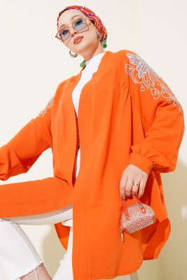 Nakışlı Pullu Kimono Oranj 