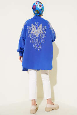 Nakışlı Pullu Kimono Saks - Yılın Fırsatı 