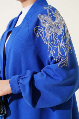 Nakışlı Pullu Kimono Saks - Yılın Fırsatı 