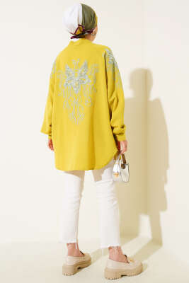 Nakışlı Pullu Kimono Yağ Yeşili - Yılın Fırsatı 