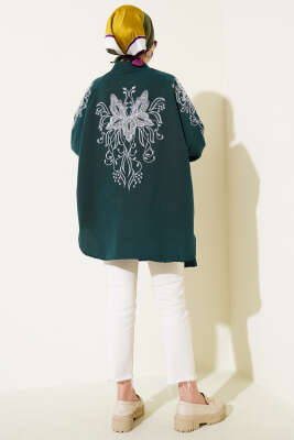 Nakışlı Pullu Kimono Zümrüt - Yılın Fırsatı 