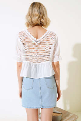 Nakışlı Şifon Bluz Gri - Yılın Fırsatı