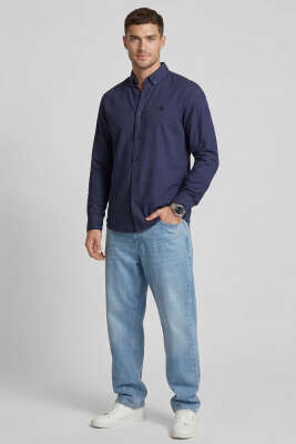 Nakışlı Tensel Erkek Gömlek Lacivert - Erkek Gömlek