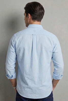 Nakışlı Tensel Erkek Gömlek Mavi - Erkek Gömlek