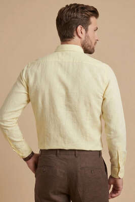 Nakışlı Tensel Erkek Gömlek Sarı - Erkek Gömlek