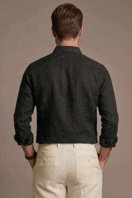 Nakışlı Tensel Erkek Gömlek Siyah - Erkek Gömlek