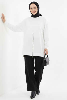 Nakışlı Ve Taşlı Sweatshirt Siyah - Tunik