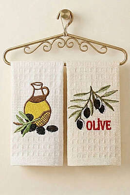 Nakışlı Waffle Mutfak Havlusu 2’li Set Asorti 3 - MAHİR HAVLU