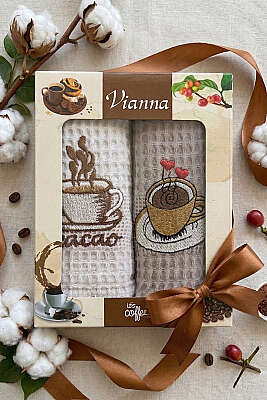 Nakışlı Waffle Mutfak Havlusu 2’li Set Asorti 4 - HAVLU TAKIMLARI