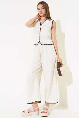 Nakışlı Yelekli İkili Takım Taş