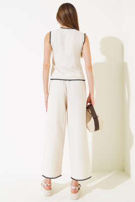 Nakışlı Yelekli İkili Takım Taş - Kadın Giyim Modelleri