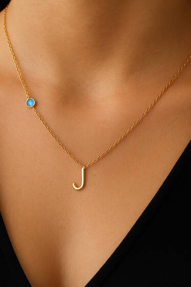 Nazar Boncuklu Harf Kolye J - Kolye