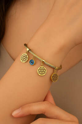 Nazar Boncuklu Mıknatıslı Bileklik Gold - Bileklik