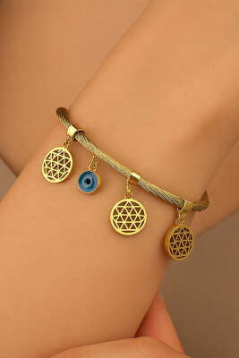 Nazar Boncuklu Mıknatıslı Bileklik Gold - Bileklik