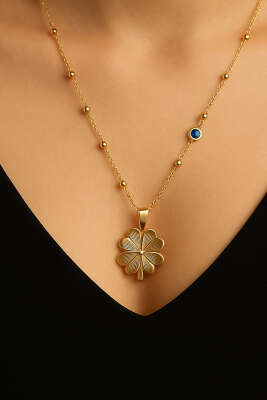 Nazar Detaylı Yonca Kolye - Kolye