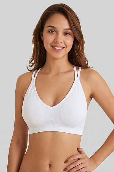 NBB Dikişsiz Çapraz İpli Kaplı Bralet Beyaz - Yılın Fırsatı