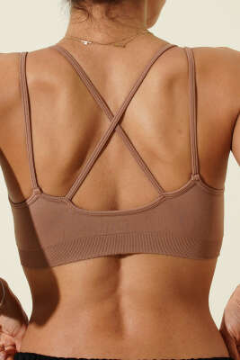 NBB Dikişsiz Çapraz İpli Kaplı Bralet Vizon - Büstiyer/Bralet