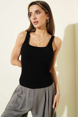 NBB Kare Yaka Kalın Askılı Body Siyah - Kadın Giyim Modelleri