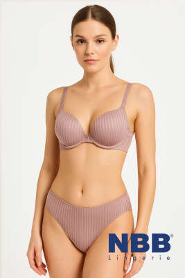 NBB Şerit Transparan Destekli Sütyen Takım Vizon - NBB