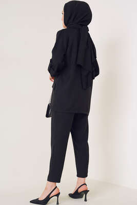Ceket Pantolon Üç Parça Takım Siyah - Thumbnail
