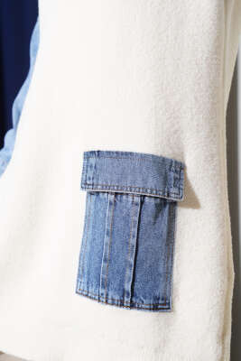 Kot Kol ve Cepli Angora Tunik Vanilya - Triko Tunik