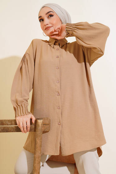 Nervür Detaylı Gömlek Latte - Gömlek