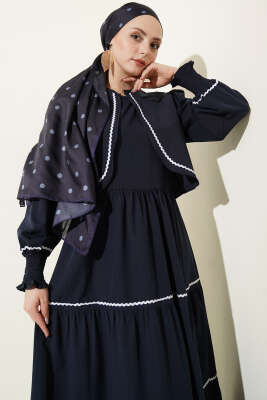 Nervür Dikiş Detaylı Elbise Takım Lacivert - Elbise