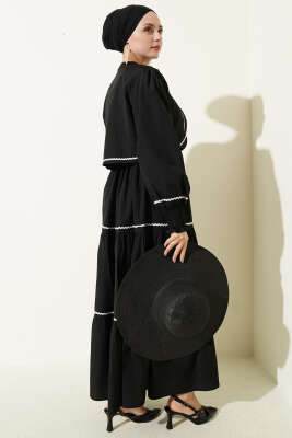 Nervür Dikiş Detaylı Elbise Takım Siyah - Elbise