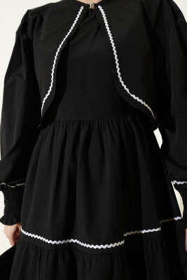 Nervür Dikiş Detaylı Elbise Takım Siyah - Elbise