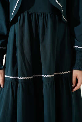 Nervür Dikiş Detaylı Elbise Takım Zümrüt - Elbise