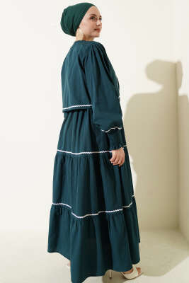 Nervür Dikiş Detaylı Elbise Takım Zümrüt - Elbise