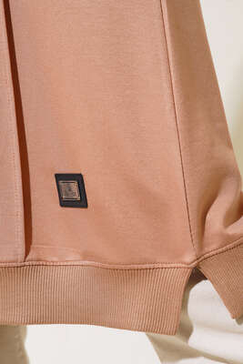 Nervür Dikişli Basic Uzun Tunik Bej - Tunik