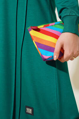 Nervür Dikişli Basic Uzun Tunik Yeşil - Tunik