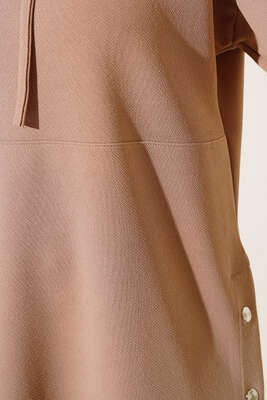 Çıtçıt Detaylı Kapüşonlu İkili Takım Bej - İKİLİ TAKIM