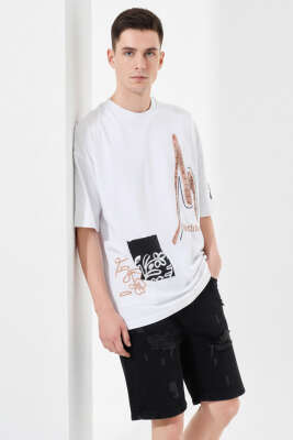 Never Baskılı Erkek T-shirt Beyaz - MACINIST