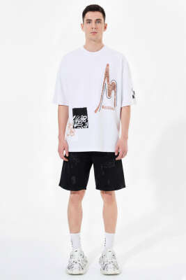 Never Baskılı Erkek T-shirt Beyaz - Erkek T-shirt