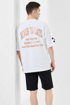 Never Baskılı Erkek T-shirt Beyaz - Erkek T-shirt