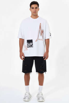 Never Baskılı Erkek T-shirt Beyaz - Erkek T-shirt