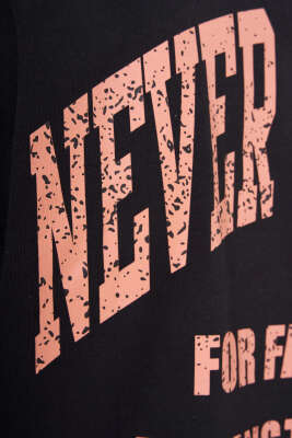 Never Baskılı Erkek T-shirt Siyah - Erkek Siyah Tişört