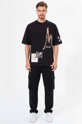 Never Baskılı Erkek T-shirt Siyah - Erkek T-shirt