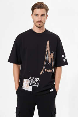 Never Baskılı Erkek T-shirt Siyah - MACINIST