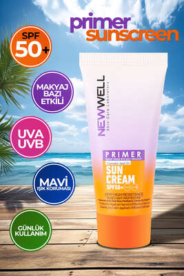 New Well Makyaj Bazı Güneş Kremi 50 SPF+ Aydınlatıcı Etkili Primer Sunscreen - Güneş Kremi