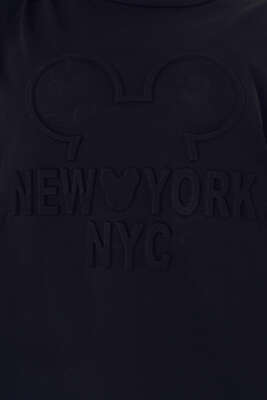 New York Kabartma Desenli Tunik Siyah - Thumbnail