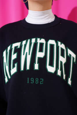 Newport Yazılı Üç İplik Sweatshirt Lacivert - Tunik