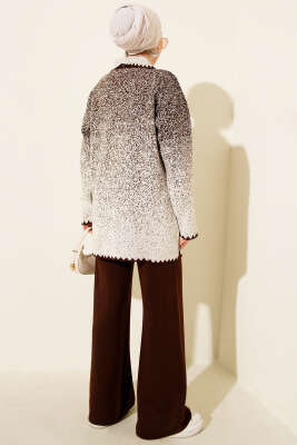 Nokta Desen Gömlek Yaka Triko Takım Kahve - İkili Takım