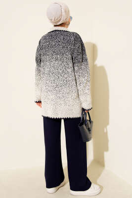 Nokta Desen Gömlek Yaka Triko Takım Lacivert - İkili Takım