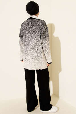 Nokta Desen Gömlek Yaka Triko Takım Siyah - İkili Takım