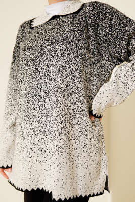 Nokta Desen Gömlek Yaka Triko Takım Siyah - İkili Takım