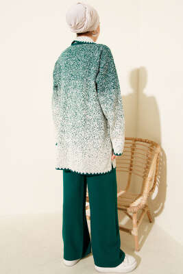 Nokta Desen Gömlek Yaka Triko Takım Zümrüt - İkili Takım